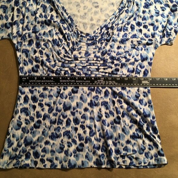 INC INTERNATIONAL CONCEPTS Cap Sleeve Pullover Top, Blue/White print, Size P/L - Picture 5 of 8